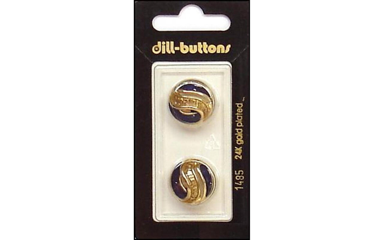 Dill Buttons 18mm 2pc Shank Shank Enamel Navy/Gold